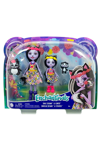 mattel ENCHANTIMALS SET PAPUSI SURORI SI ANIMALUTELE LOR SAGE SKUNK SI CAPER ...