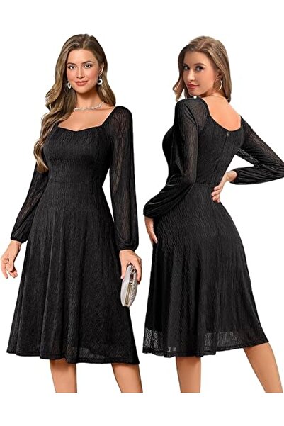 Dotail Bbonlinedress φόρεμα, vintage στυλ, δαντέλα, μαύρο, μέγεθος XL, κοπή Α...