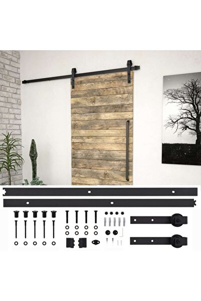 vidaxl Μηχανισμός Συρόμενης Πόρτας Μαύρο 200 εκ. Ατσάλι 145265