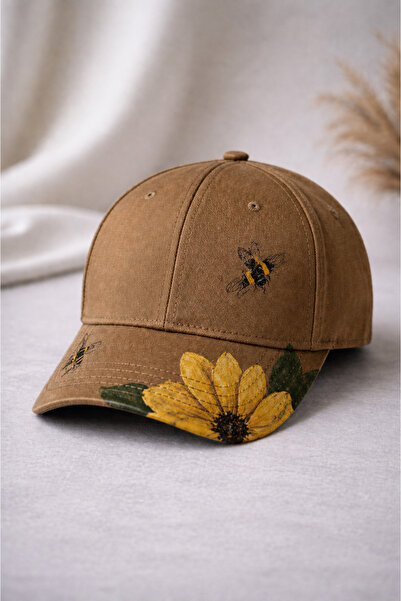 Nulivez Arı ve Çiçek Baskılı Unisex Şapka Günlük Streetwear Tasarım Baseball Cap