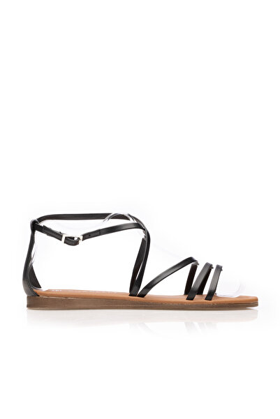 UrbanShoes Sandale cu talpa joasă damă din piele naturală - 1107 Negru box
