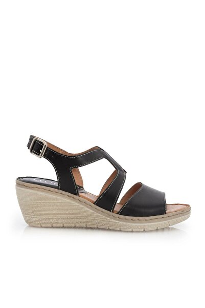 UrbanShoes Sandale cu platforma dama din piele naturala Leofex- 232 Negru Box