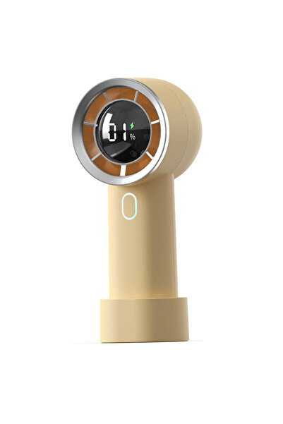 Techsuit Handheld Fan (HX130) - Digital Display, Ultra Silent, 1200mAh - Yellow
