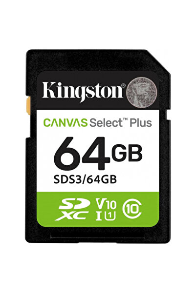Kingston Memory Card SDXC Canvas Select Plus, 64Gb, Class 10/ UHS-1 U1 SDS3/64GB