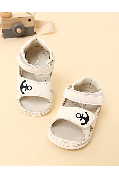 MiniKids apawwa Σανδάλια Anchor λευκά