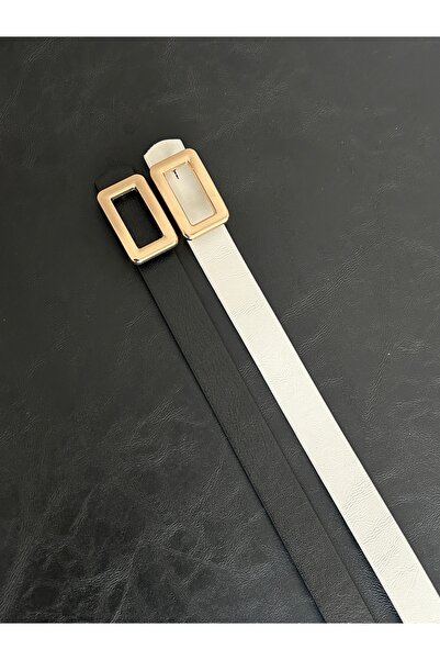 LİA KEMER Ζώνη χρυσού μοντέλου με τετράγωνη πόρπη 2 τεμαχίων Maker