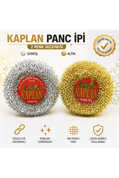 Kaplan Metalik Etamin Ve Punch İpi 2 Adet Gold/Gümüş