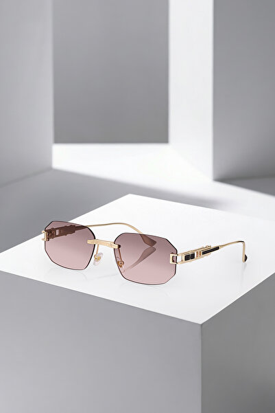 Polo Air Geometric Rimless Women Sunglasses with Uv400 Protection Gold Pink B...