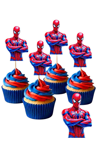 telaşe memuru Örümcek Adam 10 Adet Cupcake Pasta Süsü - Örümcek Adam Şekilli ...