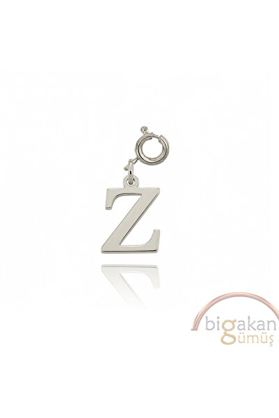 bigakan 925 Ayar Gümüş Z Harfi Harfli Minik Charm Kolye Ucu Harf Beyaz 1 Cm