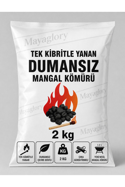Mayaglory Yeni Nesil Büyük Boy Mangal Kömürü Tek Kibritle Yanan Tezyanan Çıra...
