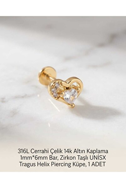 Lunexa 316L Cerrahi Çelik Altın Kaplama Kararmaz Alerji Yapmaz Zirkon Taş Fig...