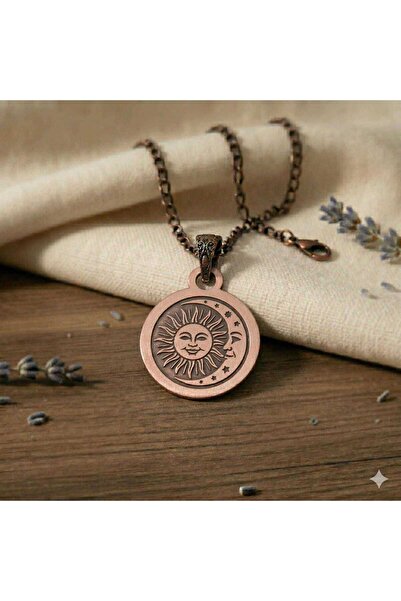 Zib Grips Velvet Copper Sun Moon Copper Pendant Handmade Boho Spiritual Gift