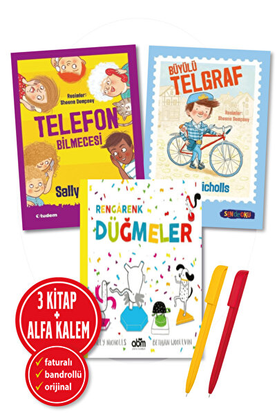 Abm Yayınevi Alfa Kalem+ (Sally Nicholls) Rengarenk Düğmeler+Büyülü Telgraf+T...