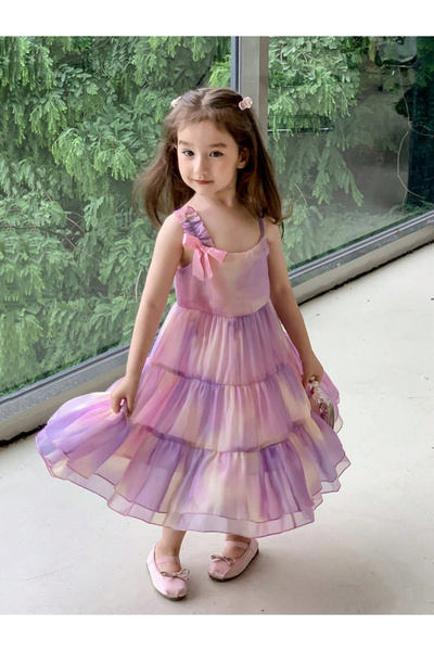 Take Two By Styli Girls All-Over Print Sleeveless Ruffled Dress