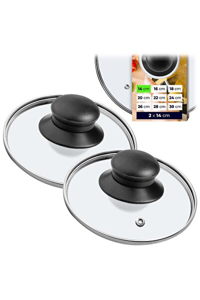 KADAX Capac de sticlă 14 cm, set de 2, rezistent la căldură, pentru oale și t...