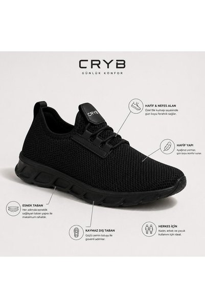 crybrands CRYB Günlük Rahat Hafif Fileli Unisex Spor Ayakkabı – Kaymaz Taban Slip-On
