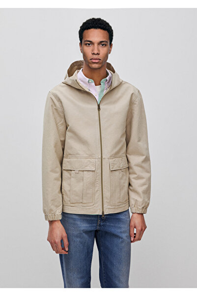 United Colors of Benetton Men's Stone 100% Cotton Hooded Jacket with Pockets ...