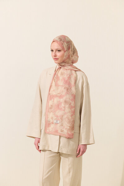 cs camellia scarf Zenya Soft Pamuk Şal - Pudra