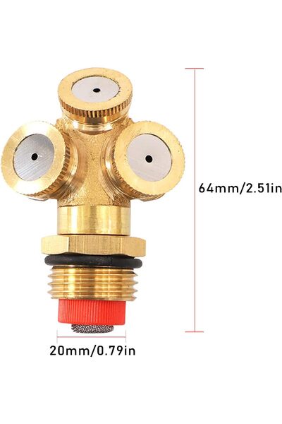 mucize 3 delikli pirinç püskürtme başlığı, pirinç sprey, sis başlığı, tarım, ...