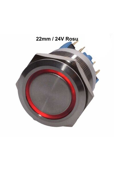 Stef's Cat Buton de apăsare 22mm/24V Lumina Rosu