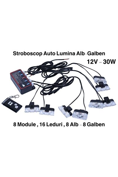 Stef's Cat Lumina Auto Stroboscop Alb-Galben, 12V-30W, Stef's Cat