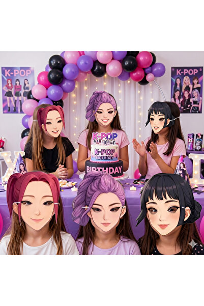 DODOMAR K-POP Huntrix Demon Hunters Karton Maske 6lı Set Parti Maske Aksesuar...