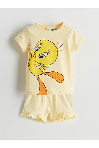 LC Waikiki Set de pijamale pentru fetițe, cu imprimeu Tweety și pantaloni scurți