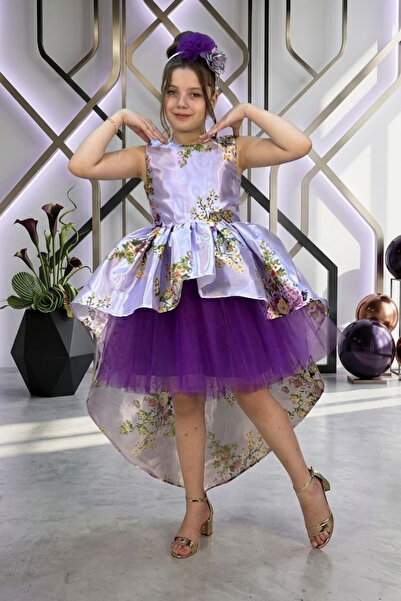 tny kids collection Floral Patterned Satin Dress