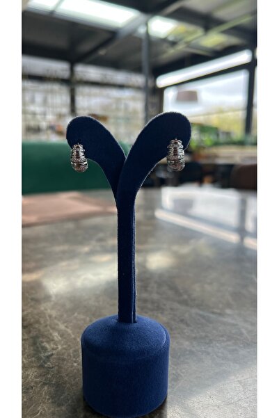 cansuaccessoire GÜMÜŞ TAŞ DETAYLI HALKA KÜPE