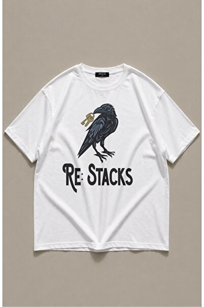 Fuddy Moda Tricou unisex cu imprimeu Bon Iver Re: Stack, tricou supradimensio...