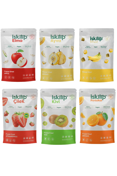 İSKİLİP Freeze Dried Fruit Introduction Pack Strawberry Orange Banana Apple Q...