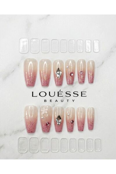 Louesse Beauty Louésse Blush Crystal Takma Tırnak Seti 12’li – Pembe Ombre Ta...