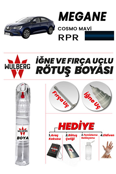 Wulberg Renault Megane Cosmo Mavi RPR Rötuş Boya 25 ml İğne & Fırça Uçlu Kalı...