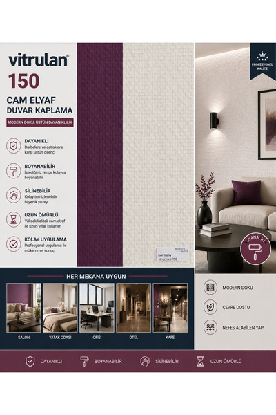 VİTRULAN Boyanabilir Duvar Kağıdı Camtekstil Duvar Kaplaması