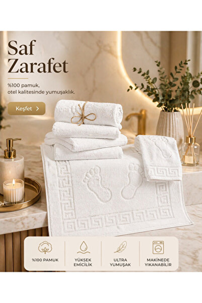 KARTALUXE 50x70 cm Premium Havlu Paspas %100 Pamuk Ultra Emici Yumuşak Banyo ...