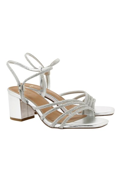 Exe Shoes Πέδιλα Γυναικεία ANNY-990 700-990 Ασημί Στράς W47009904E94