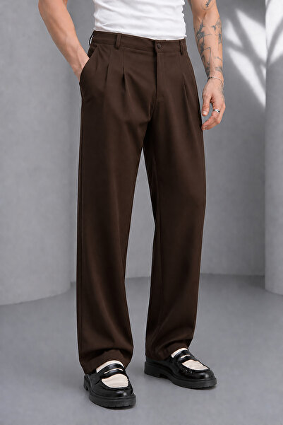 Montivo Pantaloni din material textil cu picior larg, plisați, model ZRA, mar...
