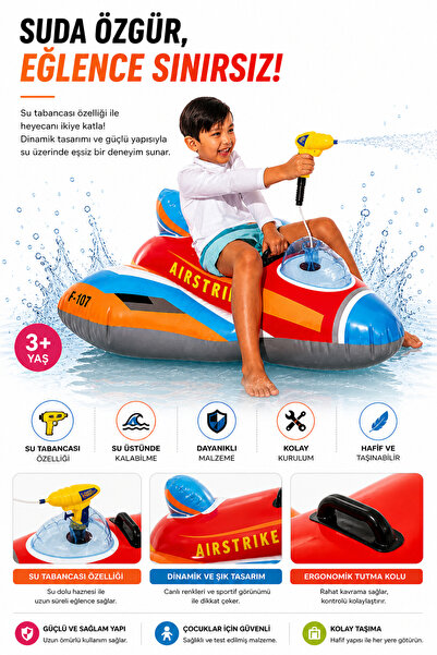 YILDIRIM OYUNCAK Şişme Jet Ski 117x77 Cm Çocuk Su Oyuncağı Su Üstünde Kalabil...
