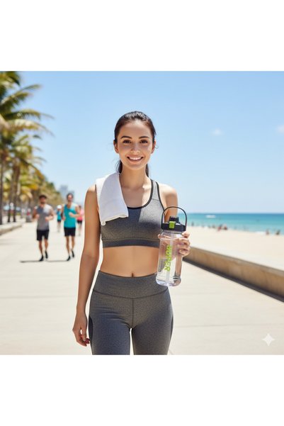fitmart 1.5 Lt Motivational Sports Water Bottle with Phone Holder Bpa Free