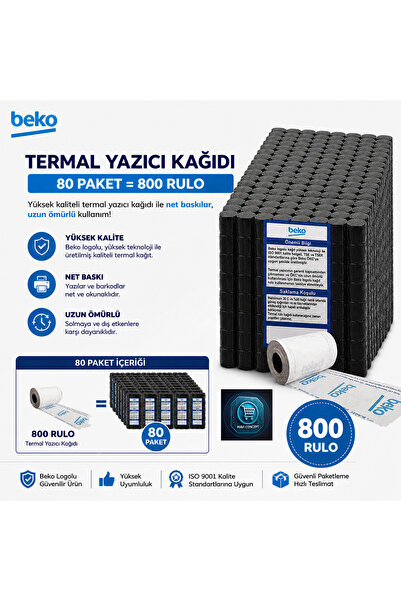 Beko X30 TR - 300 TR - 220 TR - 400 TR Yazarkasa Termal Pos Rulosu ( 80 Paket...