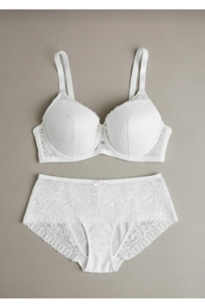 CHARM Lingerie Women's B Cup Lace Unpadded Bra Set