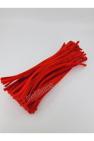 Hobimos 20 Adet Kırmızı Şönil 30cm, Tüylü Peluş Kadife Tel, Oyuncak, El İşi, ...