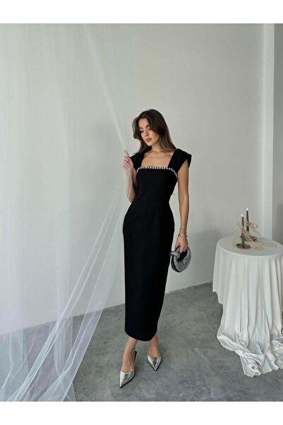 conconmoda Elenor Uzun Atlas Elbise