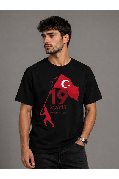VODEXA 19 MAI ZIUA TINEREȚII Tricou oversize unisex imprimat 100% bumbac Tric...