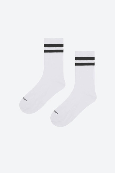 REAL DREAM Black Striped Knit Socks with Logo