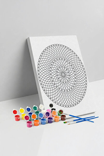 Tabdiko Örgü Desenli Mandala Tuval Boyama Seti 40x50 cm