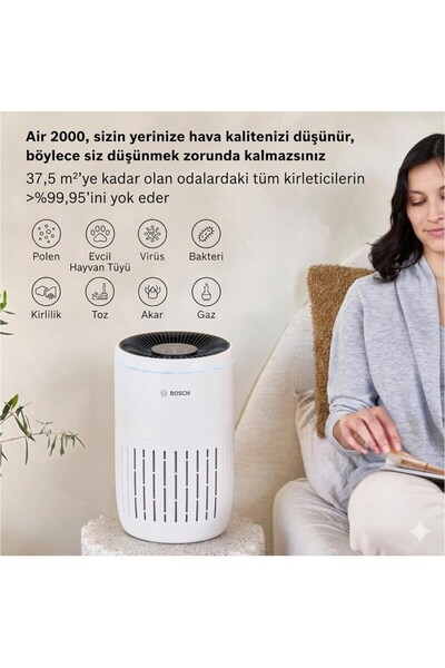Bosch 37.5m² Etkili Sessiz Modlu Akıllı Sensörlü ve HEPA Filtreli Geliştirilm...