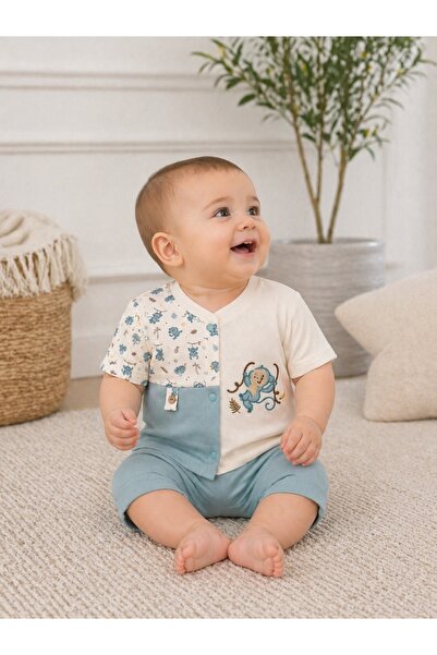 Pure Boutique Set haine bebe baiat 2 piese bumbac premium – tricou cu capse s...