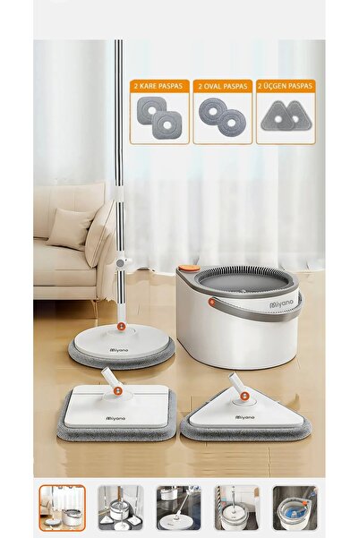 Miyano M80 Plus Su Hazneli Mop Seti 3 Parça Kolay Kullanım Yüksek Emicilik Öz...
